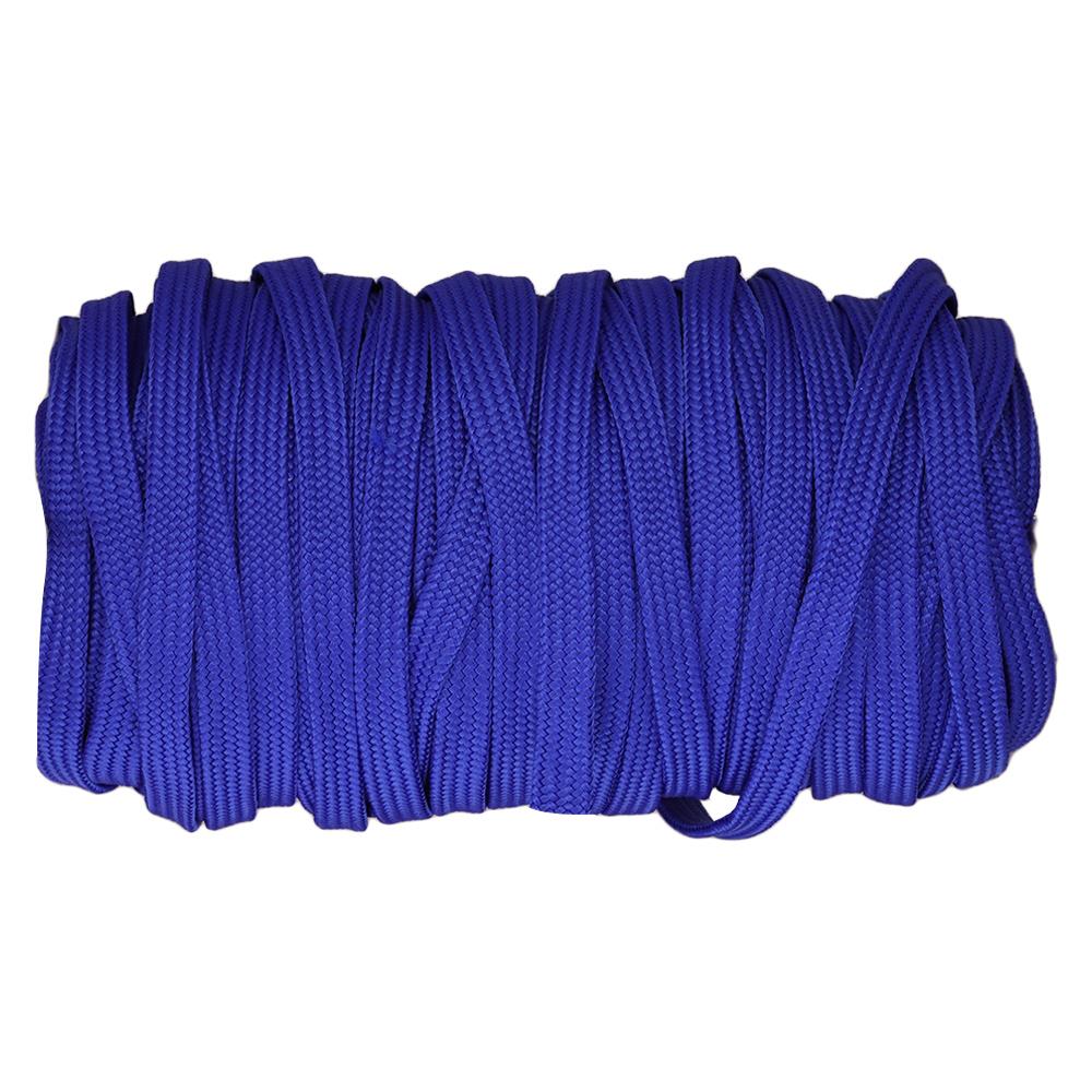 เชือกถักแบน ตราดอกบัว 1/2 นิ้ว x 100 เมตร สีน้ำเงิน