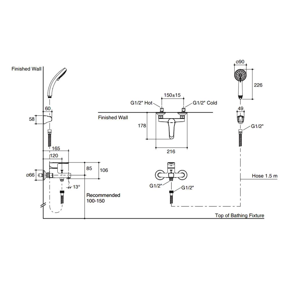 ก๊อกผสมอ่างอาบ KOHLER K-7686X-4-CP