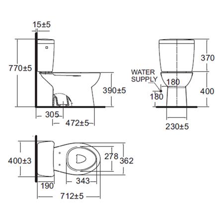 สุขภัณฑ์ 2 ชิ้น AMERICAN STANDARD TF-2894SCW-WT-0 4.5 ลิตร สีขาว_1
