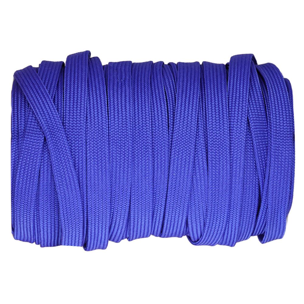 เชือกถักแบน ตราดอกบัว 3/4 นิ้ว x 100 เมตร สีน้ำเงิน