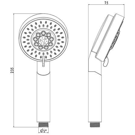 ชุดฝักบัวสายอ่อน 5 ระดับ NOVABATH IS-2510 สีโครม_1