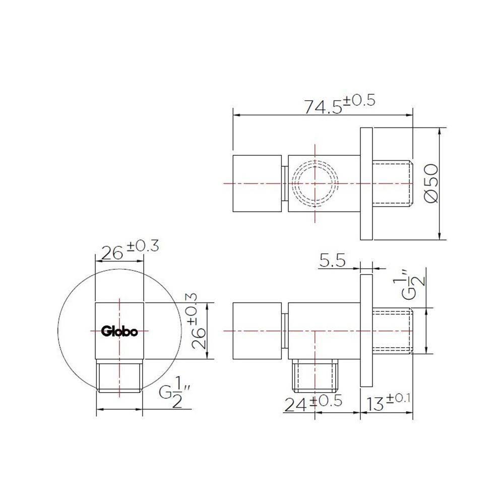 สต๊อปวาล์ว 1 ทาง GLOBO GA-03-472-50