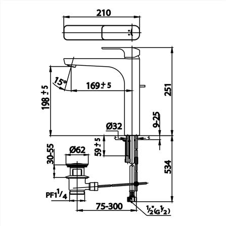 ก๊อกอ่างล้างหน้าผสม COTTO CT2144AY สีโครม_1
