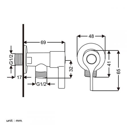 วาล์วฝักบัว 1 ทาง RASLAND RA KS491 สีเงิน_1
