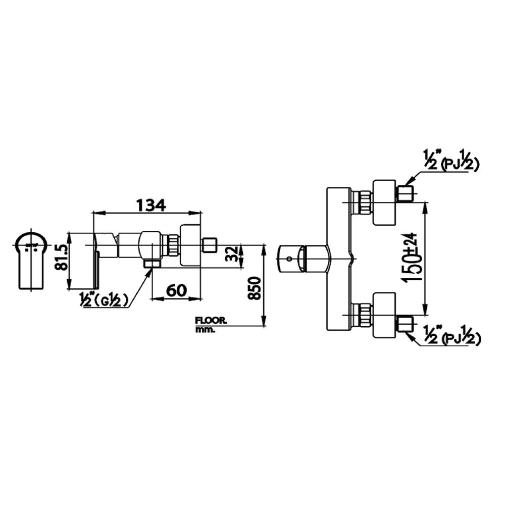 ก๊อกผสมยืนอาบ COTTO CT2096A