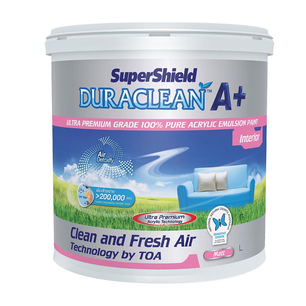 สีน้ำทาภายใน TOA SUPERSHIELD DURACLEAN A+ #0100 ด้าน 2.5 แกลลอน