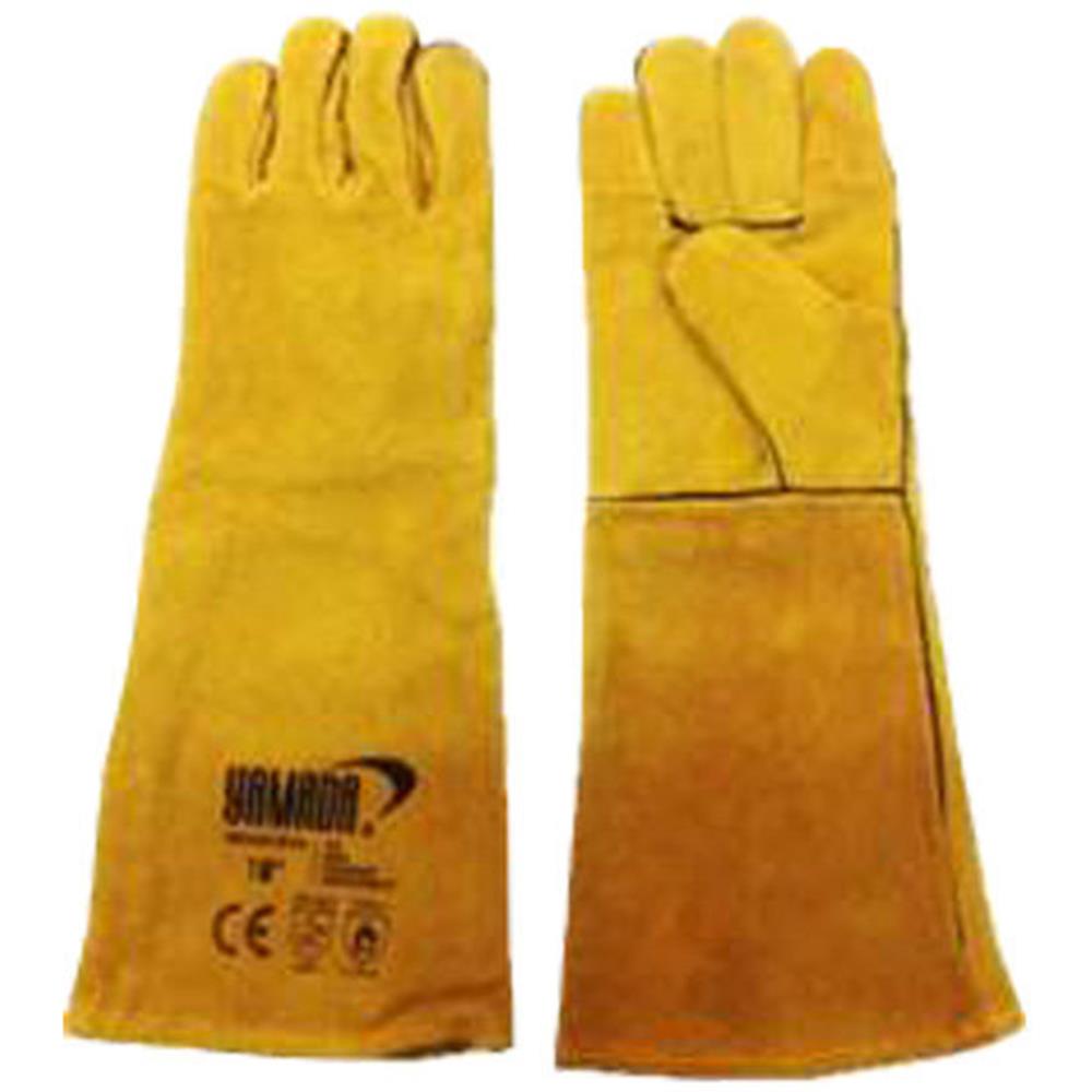 ถุงมือหนังหนาทนความร้อน YAMADA 14 นิ้ว สีน้ำตาล