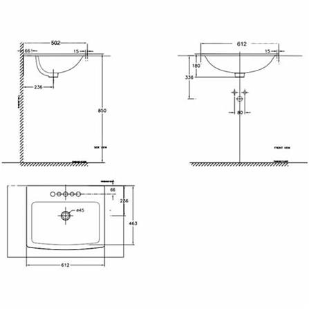 อ่างล้างหน้าฝังบน AMERICAN STANDARD WP-F507-WT สีขาว_1