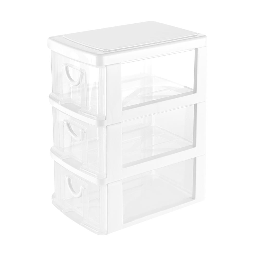 กล่องลิ้นชักเล็ก 3 ชั้น KEYWAY CK323 14X21X27.8 ซม. สีใส