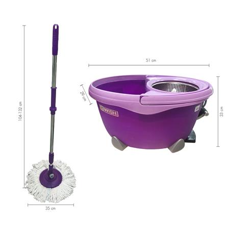 ชุดอุปกรณ์ถังปั่นพร้อมไม้ม็อบ BE WISH STAINLESS PRO 2 สีม่วง_4