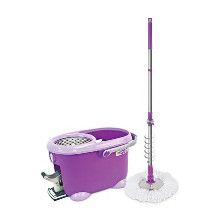 ชุดอุปกรณ์ถังปั่นพร้อมไม้ม็อบ BE WISH DOUBLE WASH BOBO MAX SERIES 2 สีม่วง_0