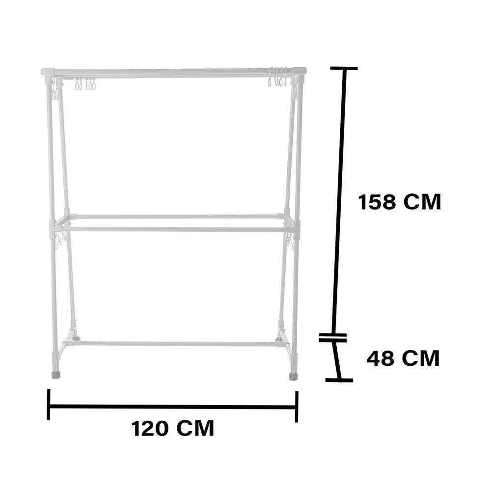 ราวตากผ้าเหล็กมีล้อ 5 เส้น PLIM 1.2 ม. สีขาว