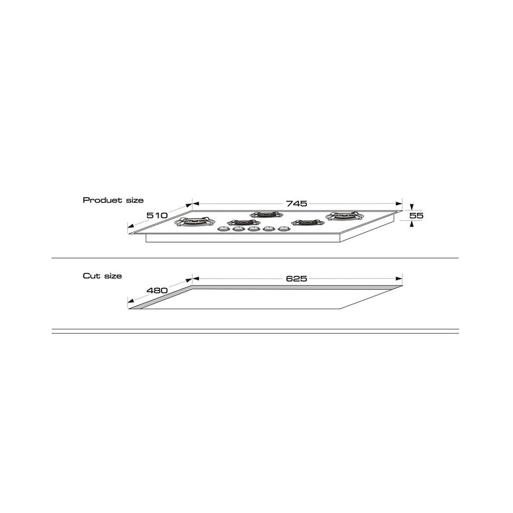 เตาฝังแก๊ส TECNOGAS PN75GVF5LBX 75 ซม.