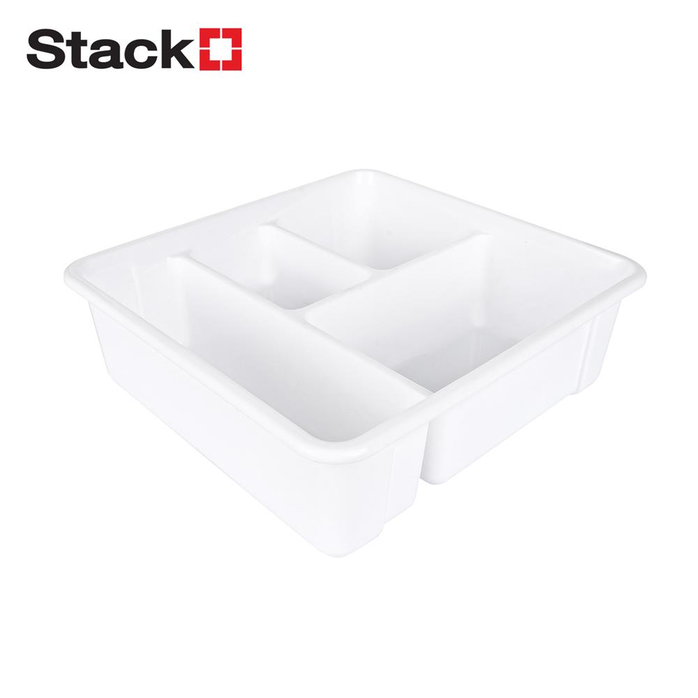 กล่องแบ่งช่อง 4 ช่อง STACKO TLR-202 26.7x25.6x8.5 ซม. สีขาว_0