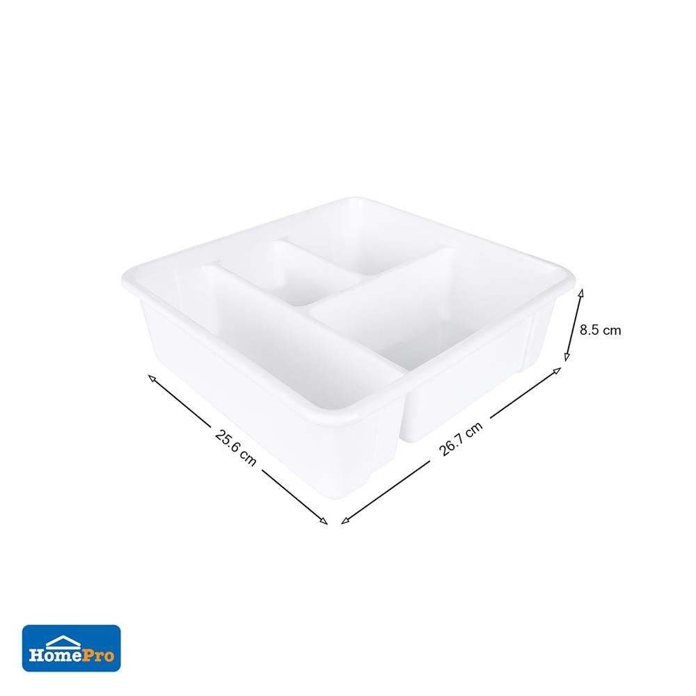 กล่องแบ่งช่อง 4 ช่อง STACKO TLR-202 26.7x25.6x8.5 ซม. สีขาว