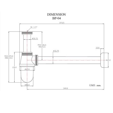 ท่อน้ำทิ้งอ่างล้างหน้ากระปุก 30 ซม. HANG BP-04_1