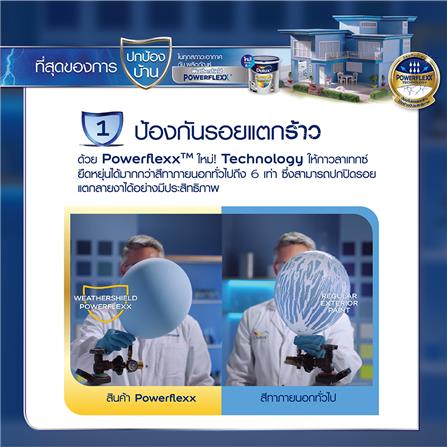 สีน้ำทาภายนอก DULUX WEATHERSHIELD POWERFLEXX BASE C สีขาว เนียน 3 ลิตร_3