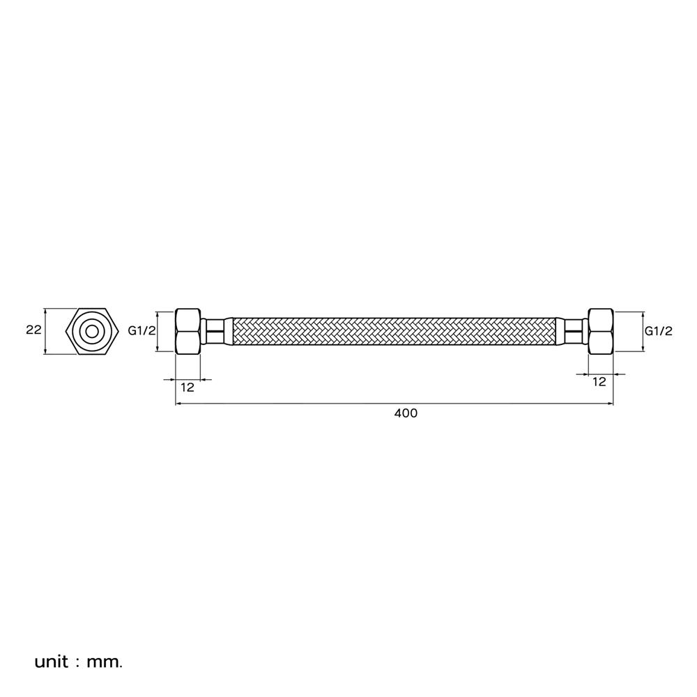 สายน้ำดีสเตนเลสน้ำอุ่น-น้ำเย็น WS CWT-500-16 16 นิ้ว