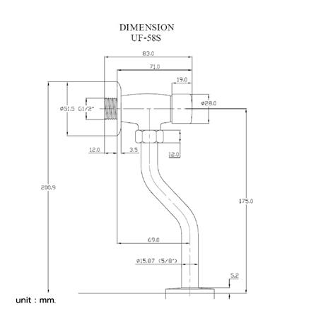 ฟลัชวาล์วโถชายท่อโค้ง HANG UF-58S_4