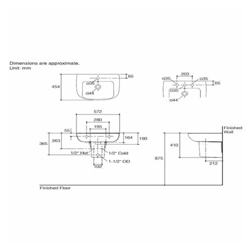 อ่างล้างหน้าแขวน KOHLER K-18564X-1 สีขาว