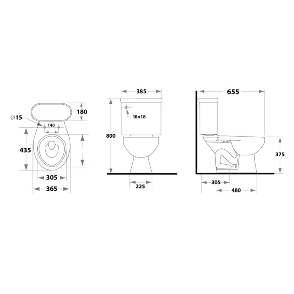 สุขภัณฑ์ 2 ชิ้น STAR S-1530.3 5 ลิตร สีขาว