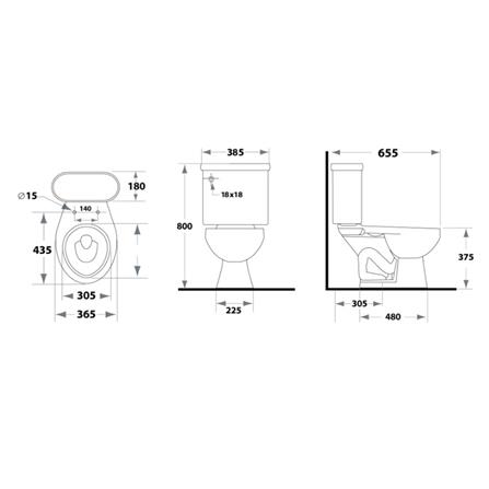 สุขภัณฑ์ 2 ชิ้น STAR S-1530.3 5 ลิตร สีขาว_1