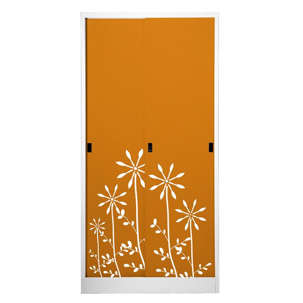 ตู้เสื้อผ้าเหล็กบานเลื่อน KIOSK SDW-18/I DG/OR 91.4 ซม. สีส้ม