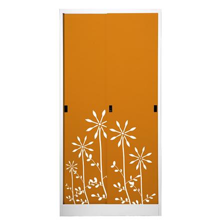 ตู้เสื้อผ้าเหล็กบานเลื่อน KIOSK SDW-18/I DG/OR 91.4 ซม. สีส้ม