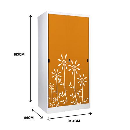 ตู้เสื้อผ้าเหล็กบานเลื่อน KIOSK SDW-18/I DG/OR 91.4 ซม. สีส้ม_3