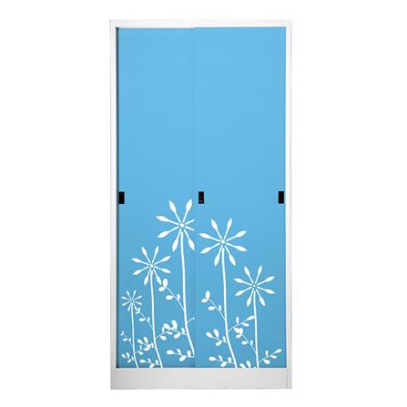 ตู้เสื้อผ้าเหล็กบานเลื่อน KIOSK SDW-18/I DG/BO 91.4 ซม. สีฟ้า