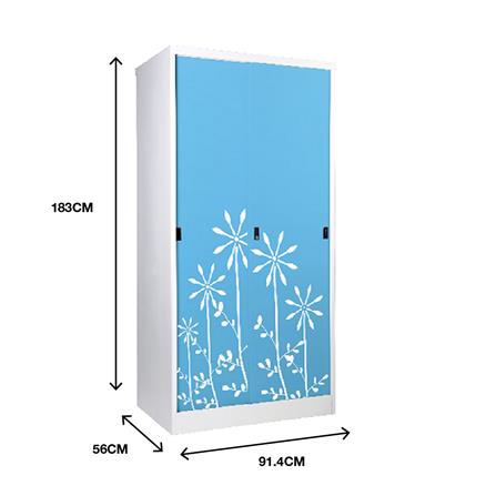 ตู้เสื้อผ้าเหล็กบานเลื่อน KIOSK SDW-18/I DG/BO 91.4 ซม. สีฟ้า_3