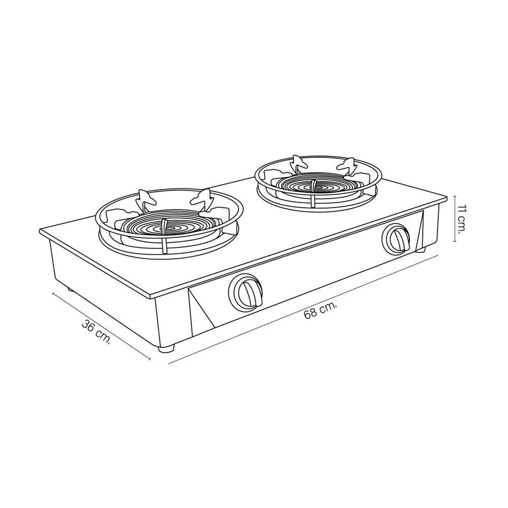 เตาแก๊สตั้งโต๊ะ 2 หัวแก๊ส DYNA HOME DF-7238-I