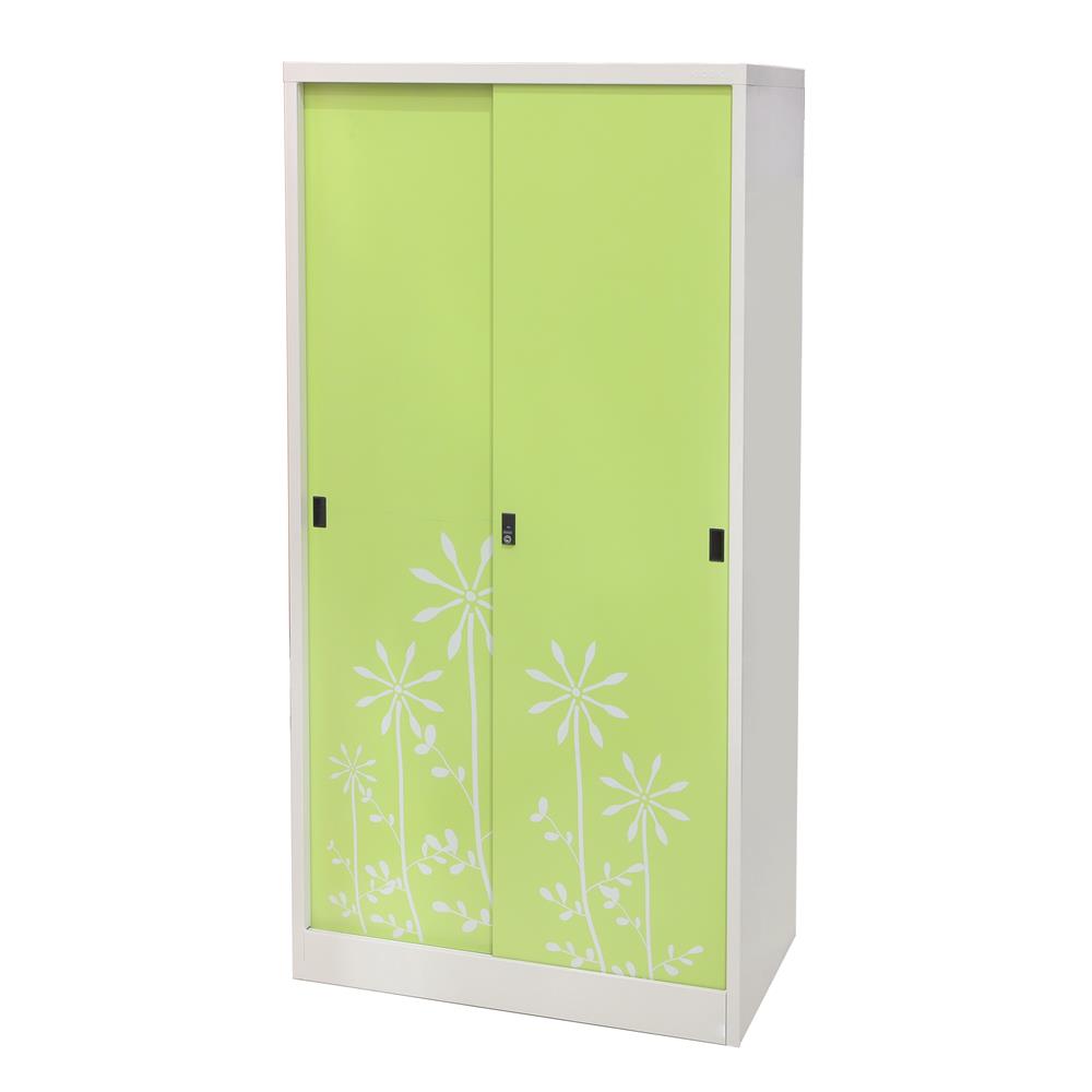 ตู้เสื้อผ้าเหล็กบานเลื่อน KIOSK SDW-18/I DG/GR 91.4 ซม. สีเขียว