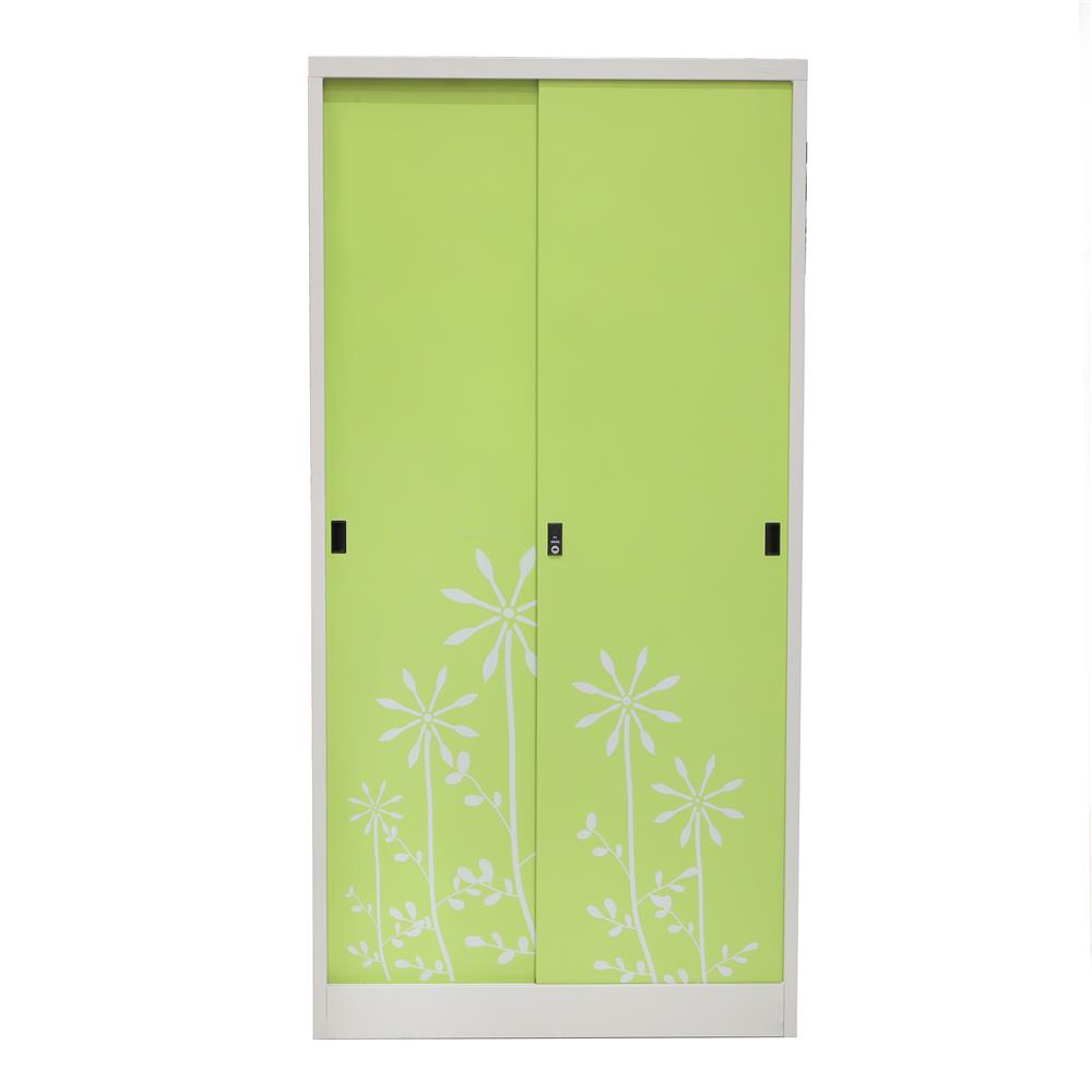 ตู้เสื้อผ้าเหล็กบานเลื่อน KIOSK SDW-18/I DG/GR 91.4 ซม. สีเขียว