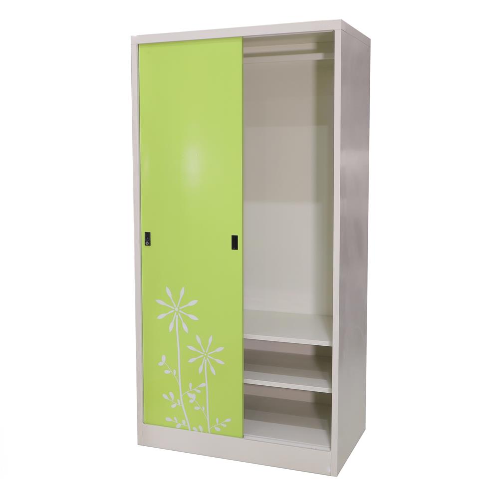 ตู้เสื้อผ้าเหล็กบานเลื่อน KIOSK SDW-18/I DG/GR 91.4 ซม. สีเขียว