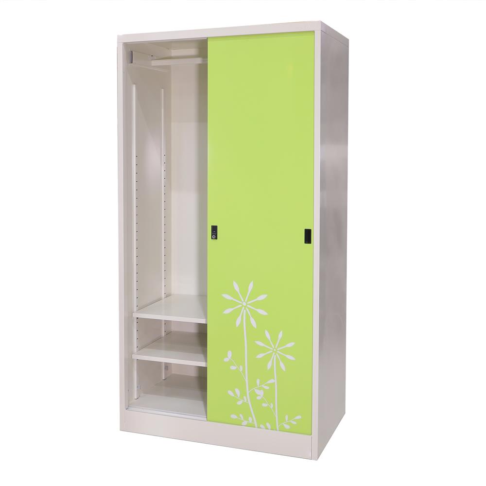 ตู้เสื้อผ้าเหล็กบานเลื่อน KIOSK SDW-18/I DG/GR 91.4 ซม. สีเขียว