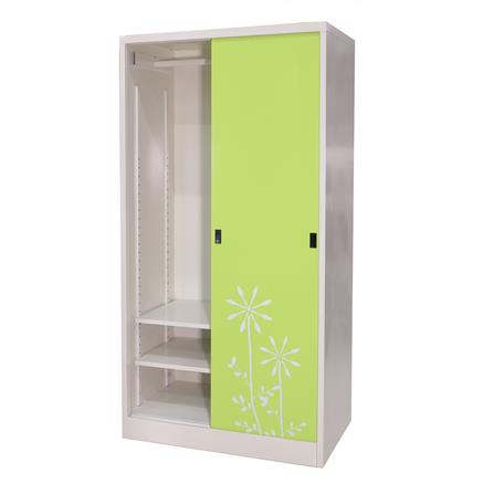 ตู้เสื้อผ้าเหล็กบานเลื่อน KIOSK SDW-18/I DG/GR 91.4 ซม. สีเขียว_4