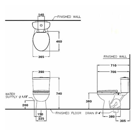 สุขภัณฑ์ 2 ชิ้น COTTO C13960 6L สีขาว_1