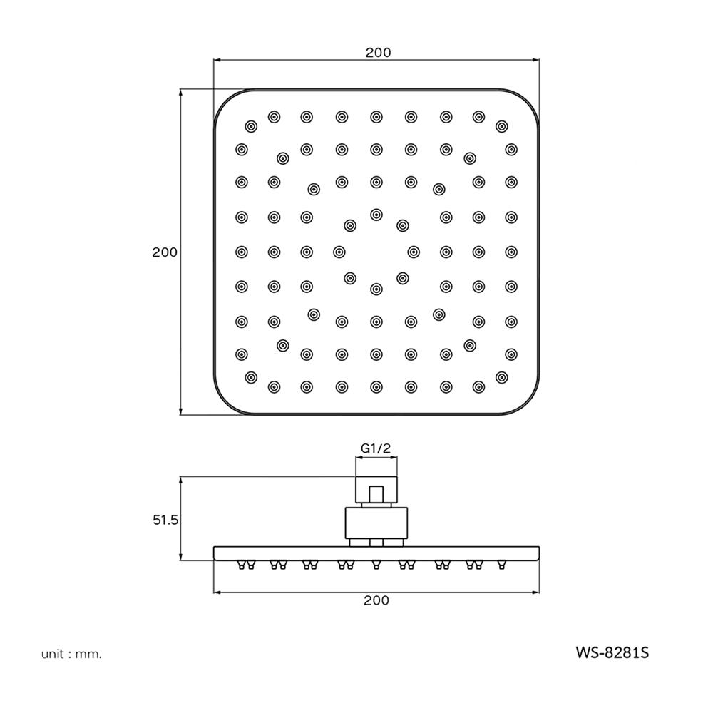 ฝักบัวก้านแข็ง WS WS-8281S สีสเตนเลส