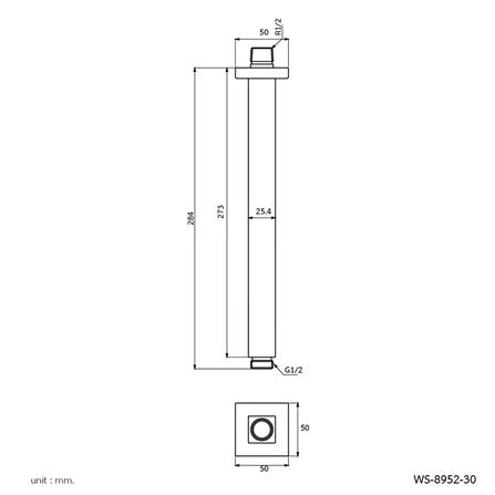 ก้านฝักบัว RAIN SHOWER WS WS-8952-30 30 ซม. สเตนเลส_3