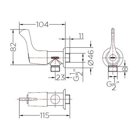 วาล์วฝักบัว 1 ทาง KARAT FAUCET EC-03-470B-50_1