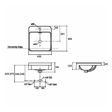 อ่างล้างหน้าฝังครึ่งเคาน์เตอร์ KOHLER K-98930X-1 สีขาว_1