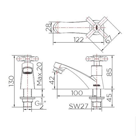 ก๊อกอ่างล้างหน้าเดี่ยว KARAT FAUCET EC-01-100B-50_1