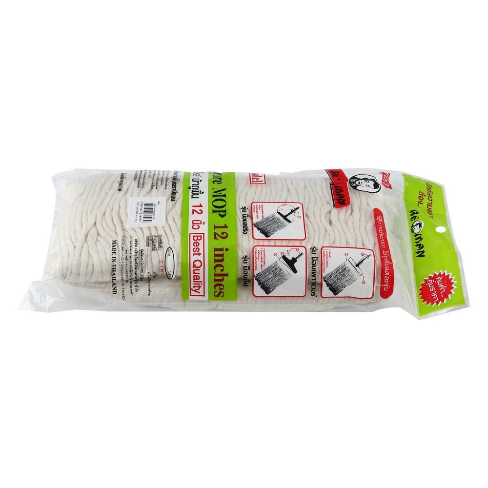 ผ้าม็อบคอตตอน BE MAN POWER 12 นิ้ว สีขาว