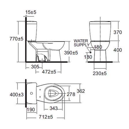 สุขภัณฑ์ 2 ชิ้น AMERICAN STANDARD TF-2893SCW-WT-0 3/4.5 ลิตร สีขาว_1