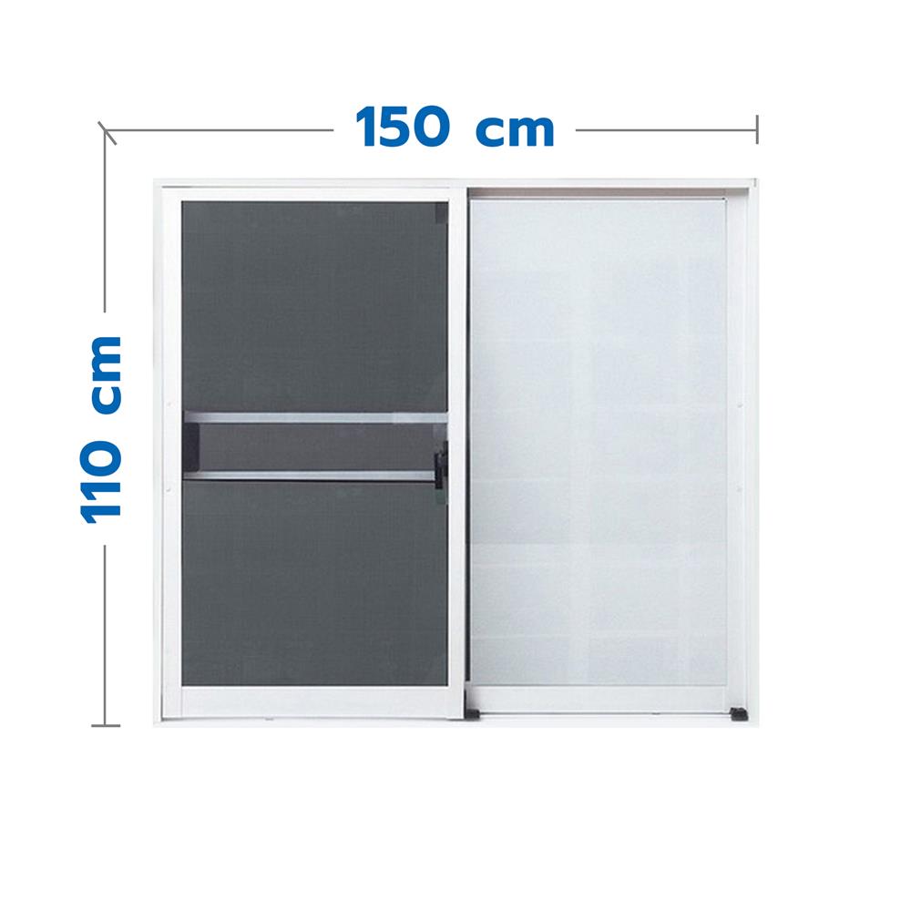 หน้าต่างบานเลื่อน อะลูมิเนียม S-S มุ้ง LYNN X-SERIES 150X110 ซม. สีขาว