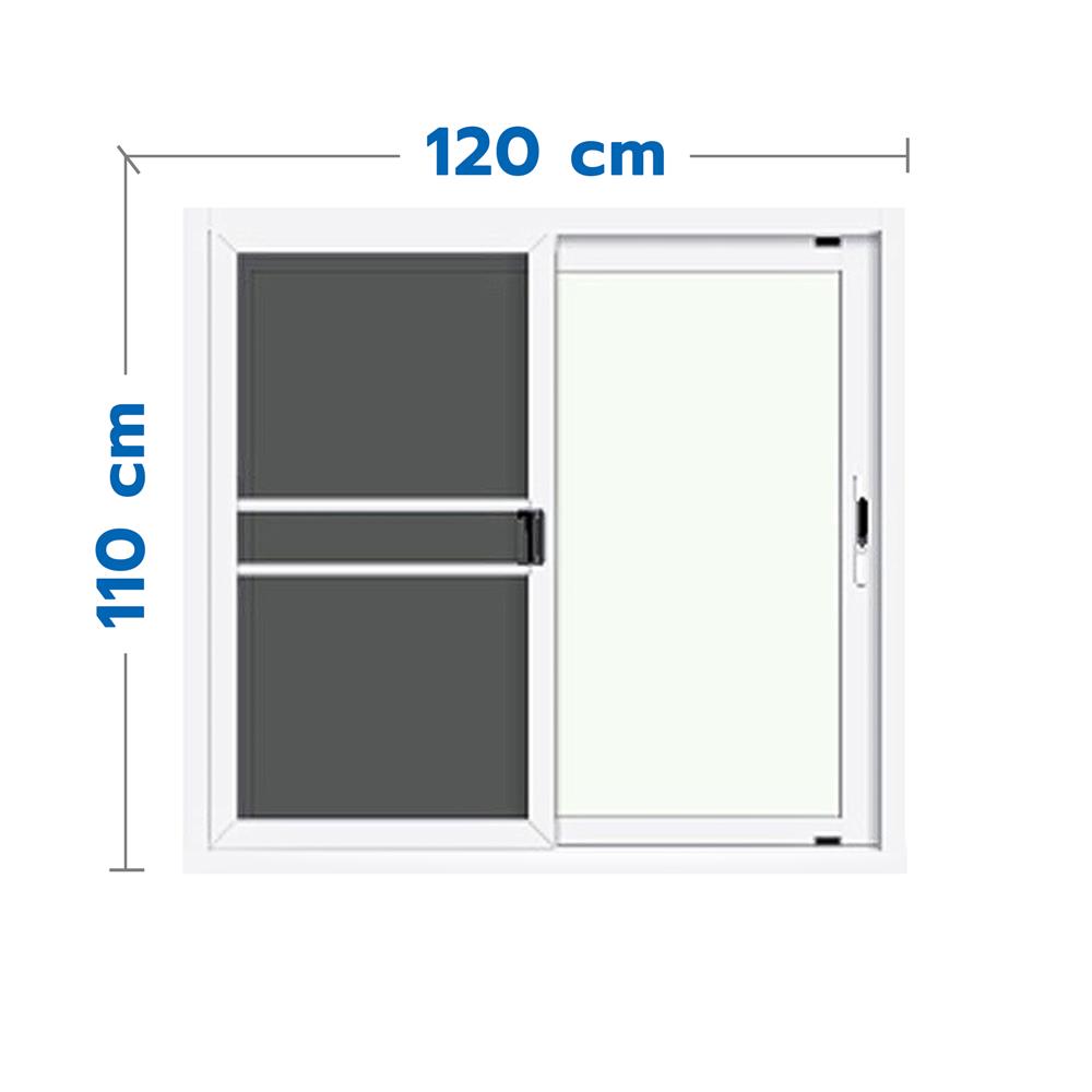 หน้าต่างบานเลื่อน อะลูมิเนียม S-S มุ้ง LYNN X-SERIES 120X110 ซม. สีขาว