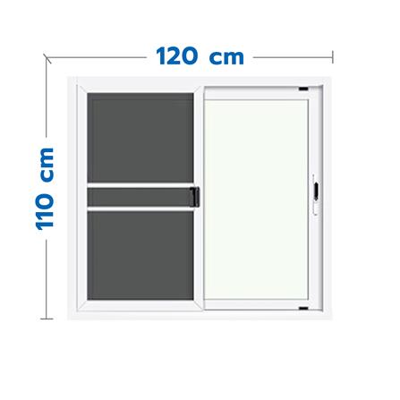 หน้าต่างบานเลื่อน อะลูมิเนียม S-S มุ้ง LYNN X-SERIES 120X110 ซม. สีขาว