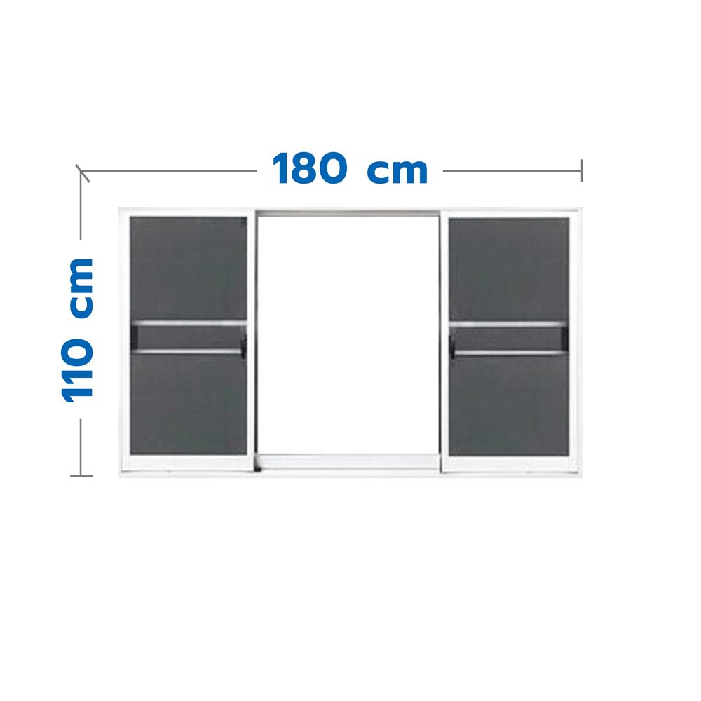 หน้าต่างบานเลื่อน อะลูมิเนียม S-F-S มุ้ง LYNN X-SERIES 180X110 ซม. สีขาว