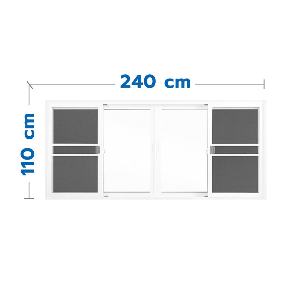 หน้าต่างบานเลื่อน อะลูมิเนียม F-S-S-F มุ้ง LYNN X-SERIES 240X110 ซม. สีขาว